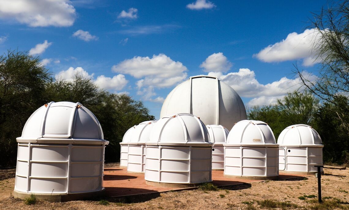 Mini-dome cluster Camuccio and colleagues constructed outside the main dome at the Cristina Torres Memorial Observatory