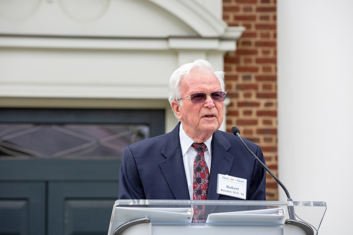 In his remarks, Robert Roschel expresses his gratitude to F&M for an education that paved his way to become a physician.