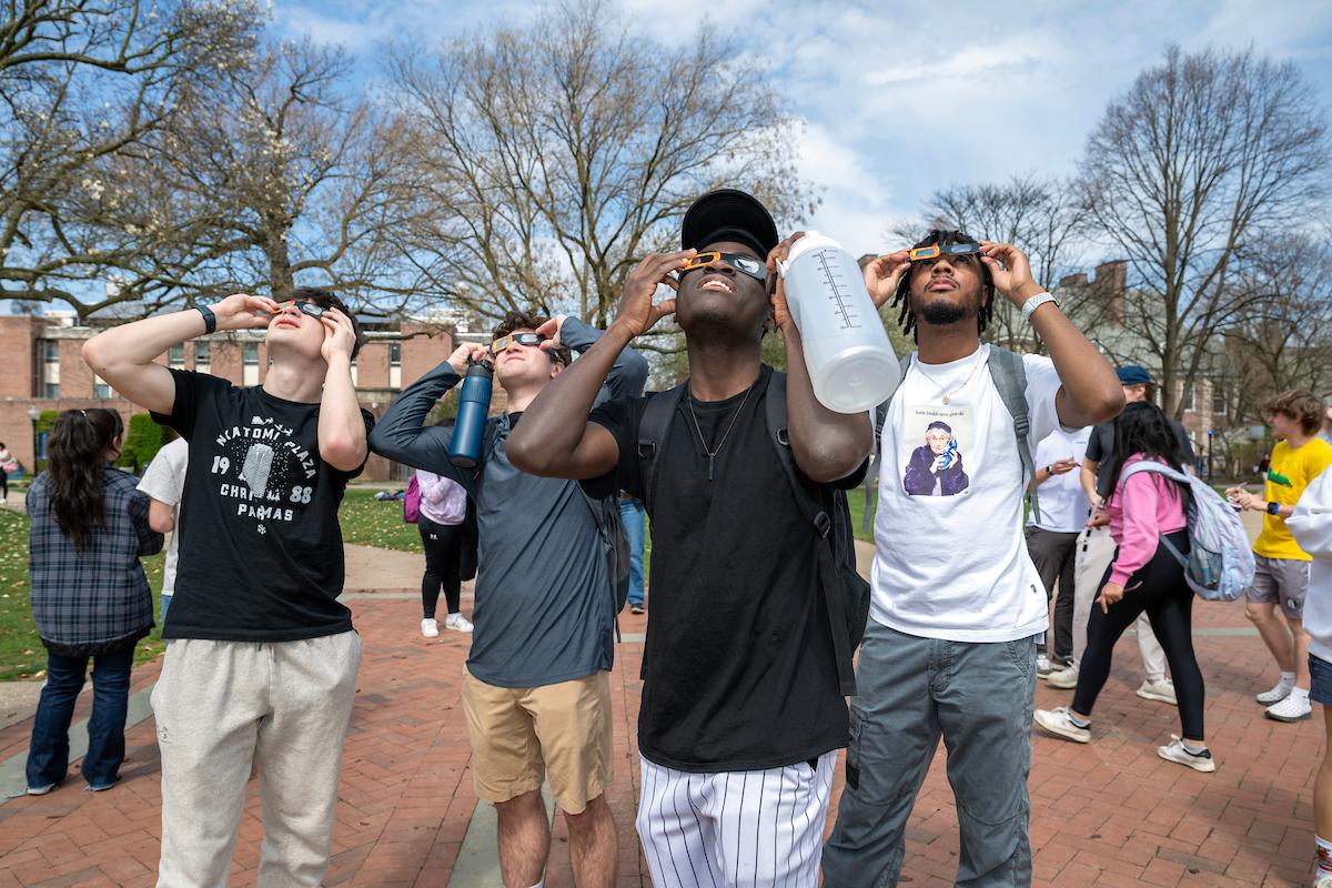 Students viewing the solar eclipse