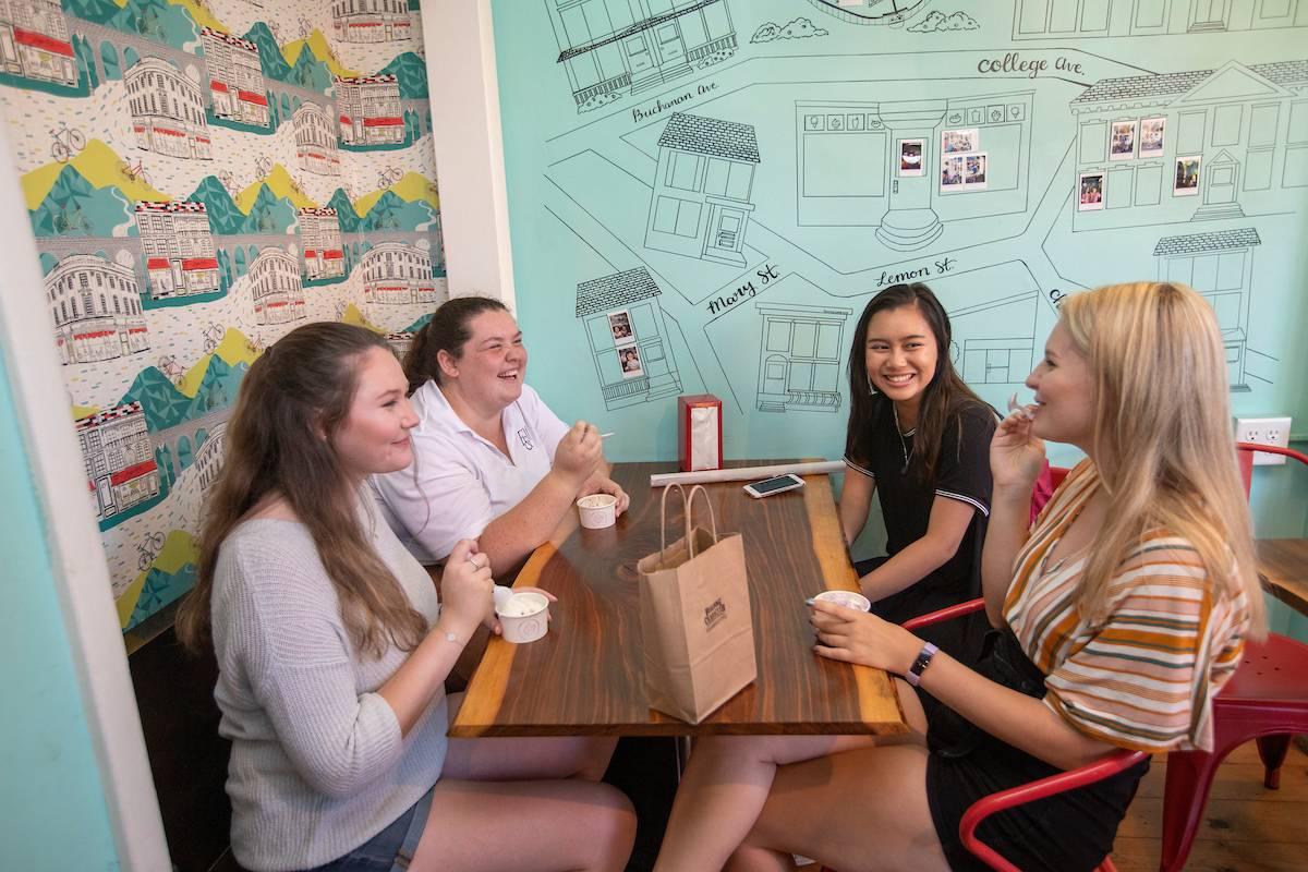 F&M students enjoying ice cream in Lancaster.