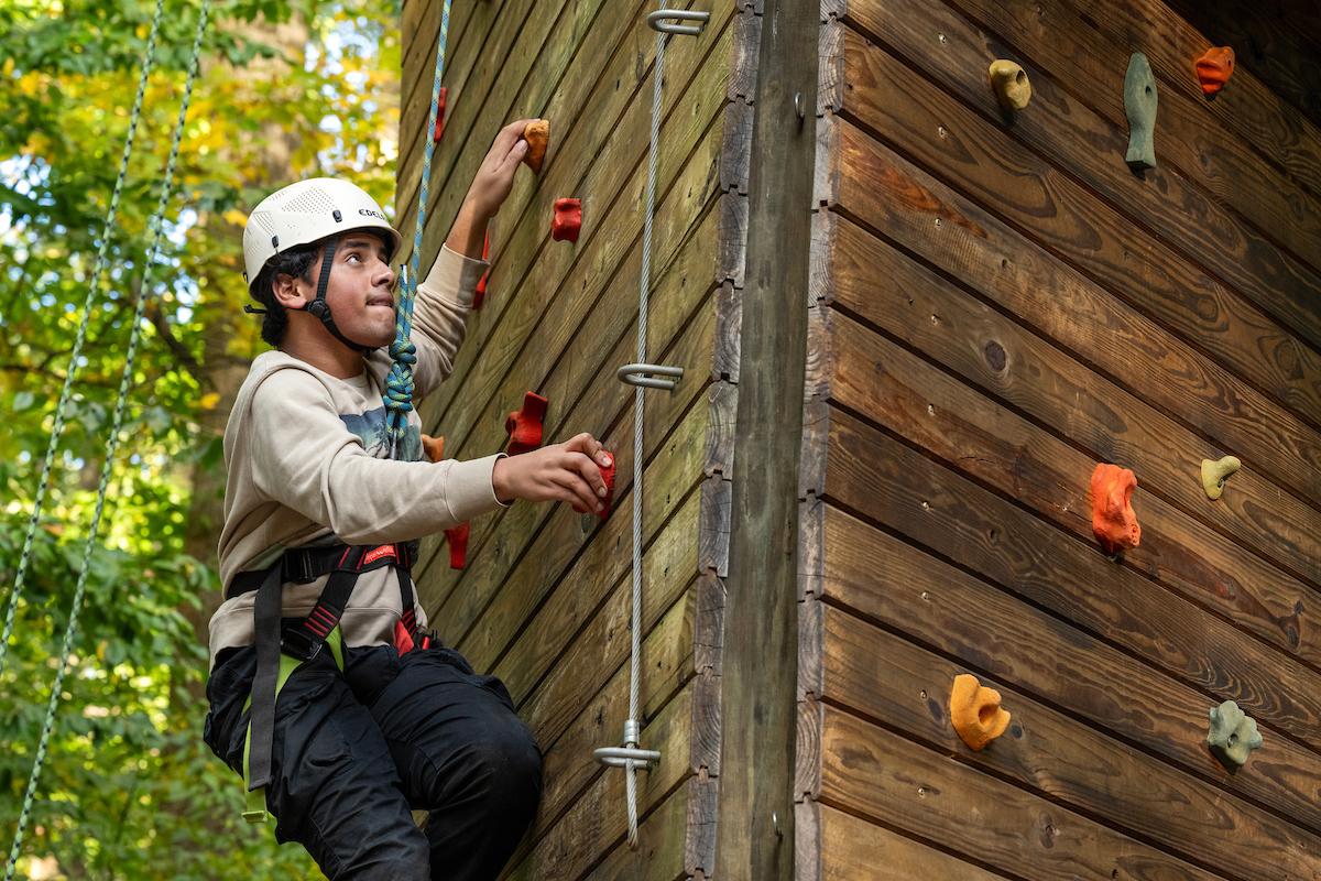 Sophomore Sojourn climbing tower