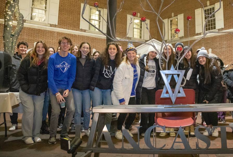 Hillel at the Klehr Center for Jewish Life co-sponsored the construction of a beautiful menorah to sit at Penn Square in downtown Lancaster for all of Hanukkah.