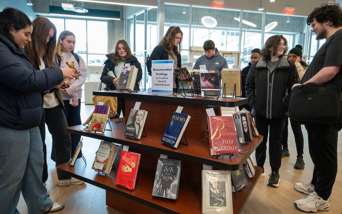 Students at Lancaster Public Library