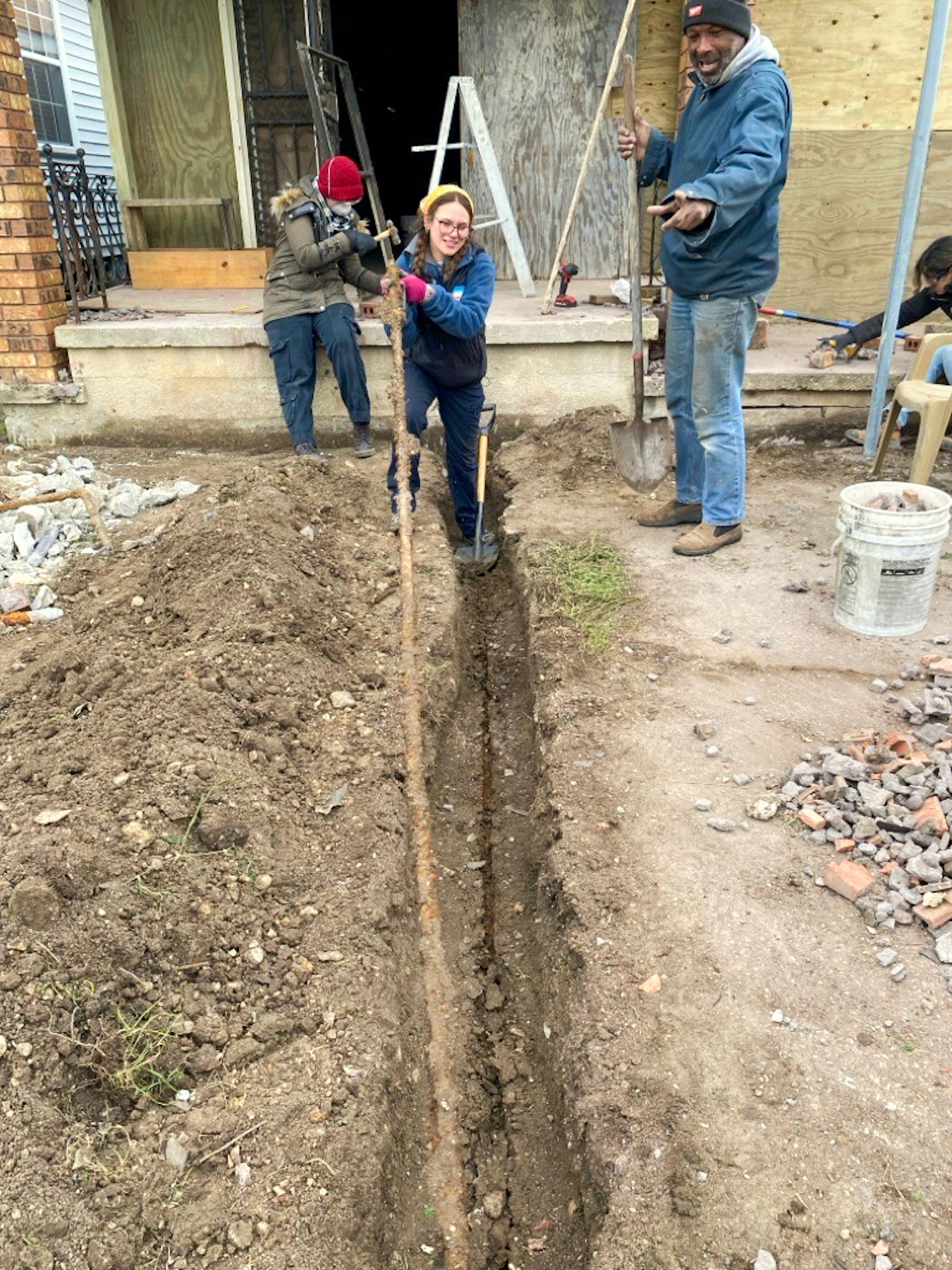 Frankie Delgado '26 is in the trenches, digging to make way for new water lines