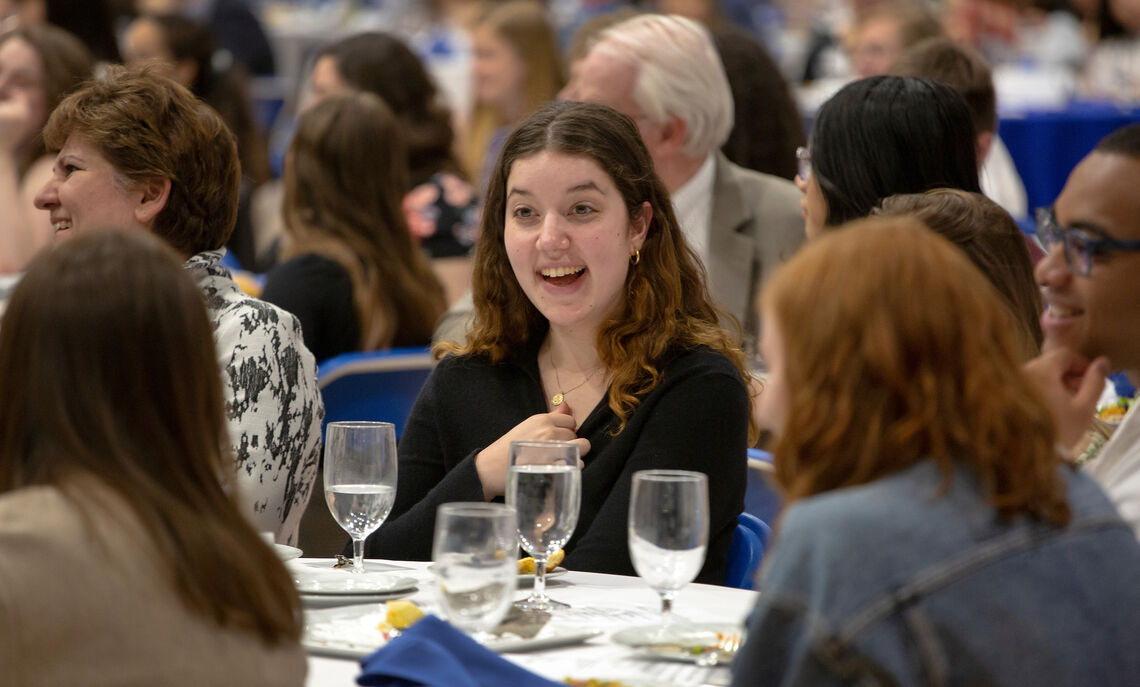 Members of the Class of 2021 gather at the April 2019 Sophomore Declaration Celebration. The event returns this month after a two-year hiatus.