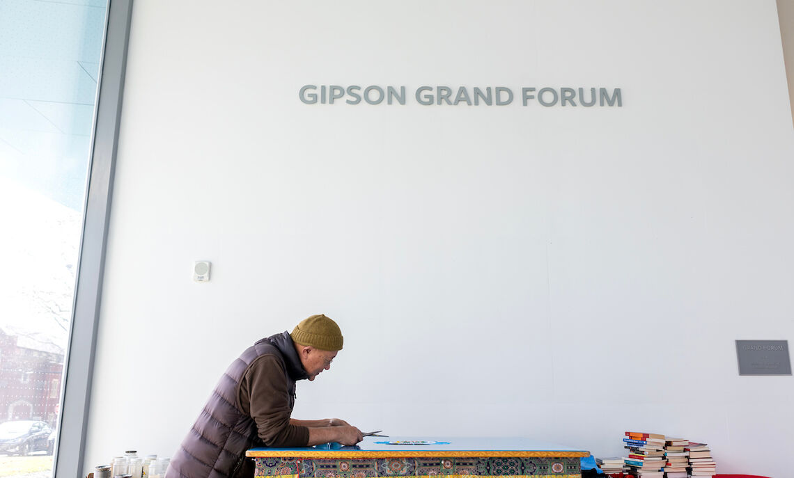 Sand mandala with Buddhist monk Losang Samten, February 2023