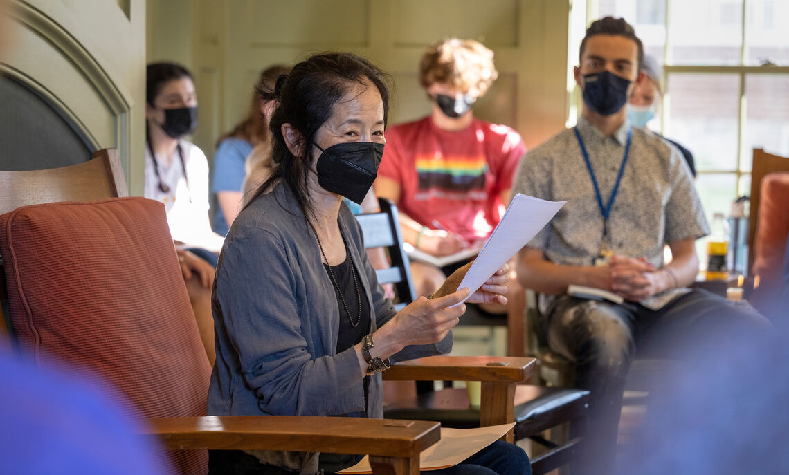 Novelist and short story writer Julie Otsuka, Franklin & Marshall Colleges 2022-23 Hausman lecturer, participated in a Sept. 13 craft talk with students at the Writers House.