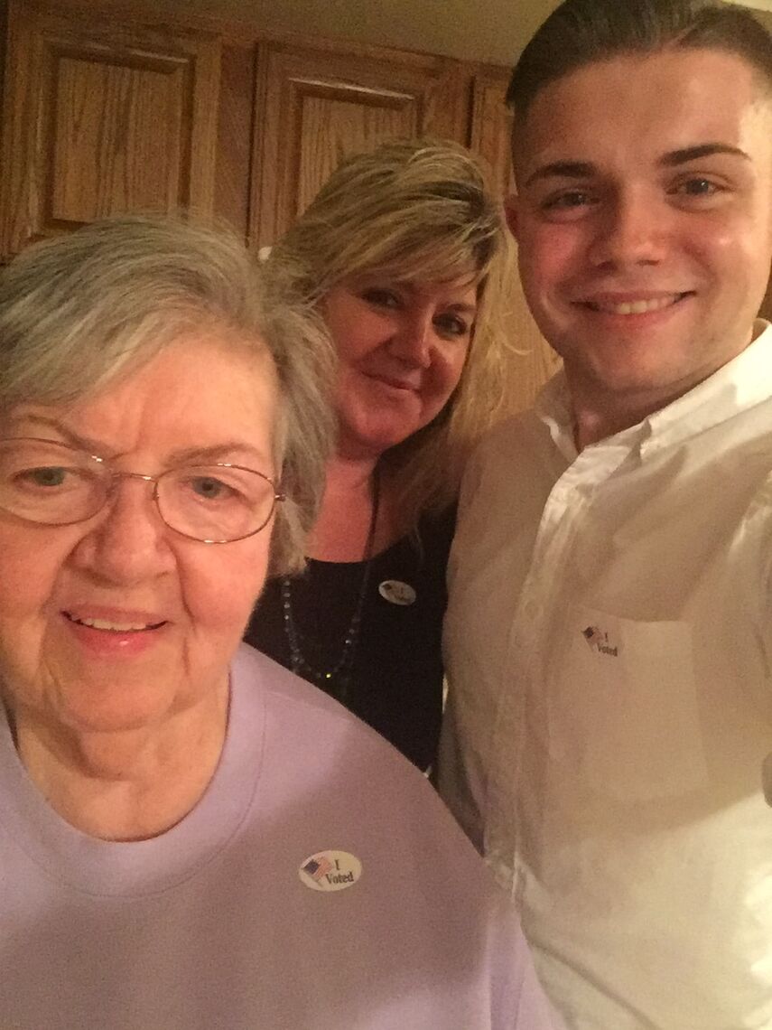 Griffin Sneath shares a moment with his grandmother, Susanne Lewis (nÃ©e Zirner), and his mother, Cyndi Sneath.
