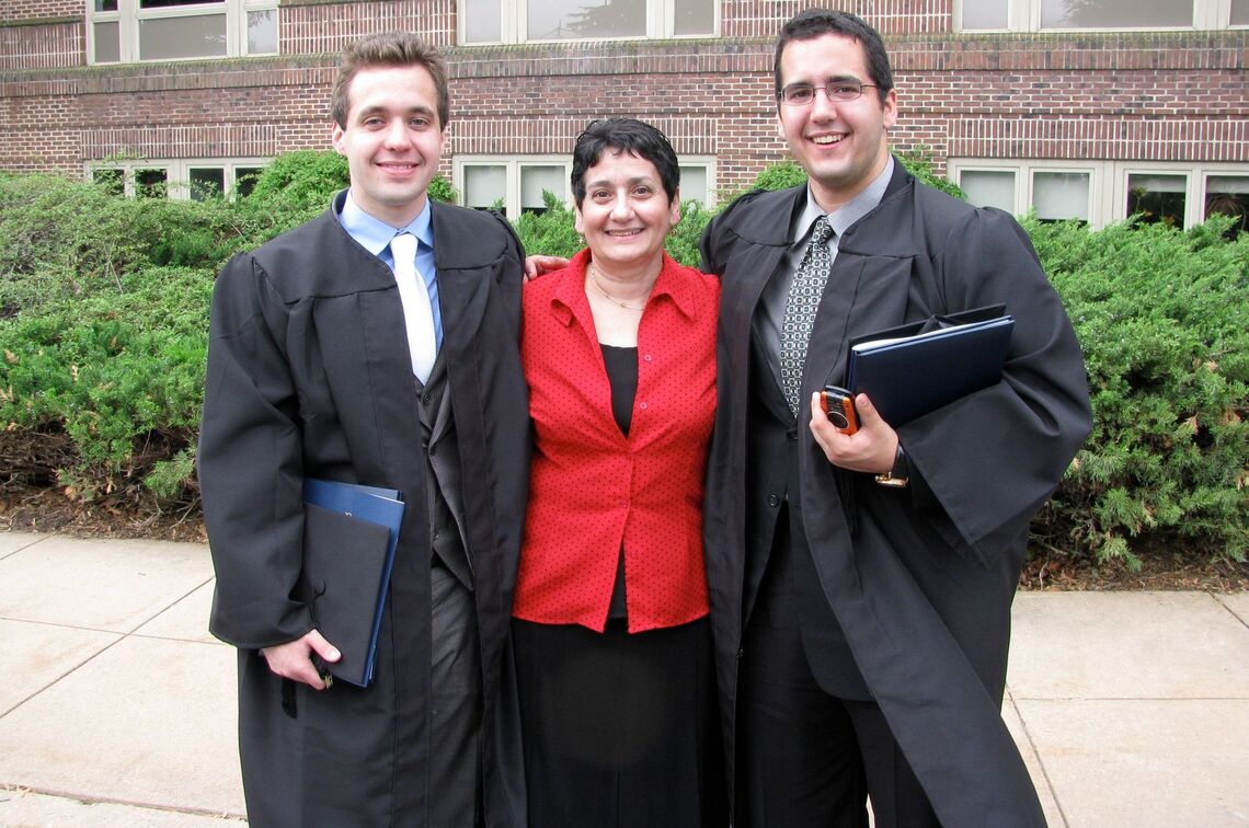 Victor and Ross Myers with mother Toni Myers at their F&M graduation day, 2009.