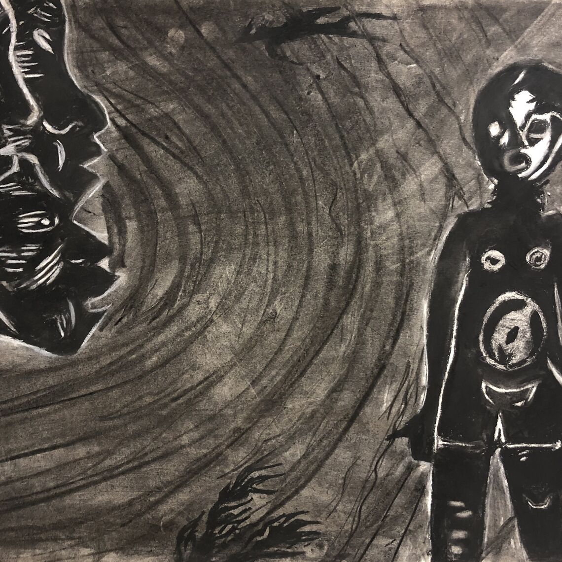 Charcoal illustrations by Jevelson Jean '21