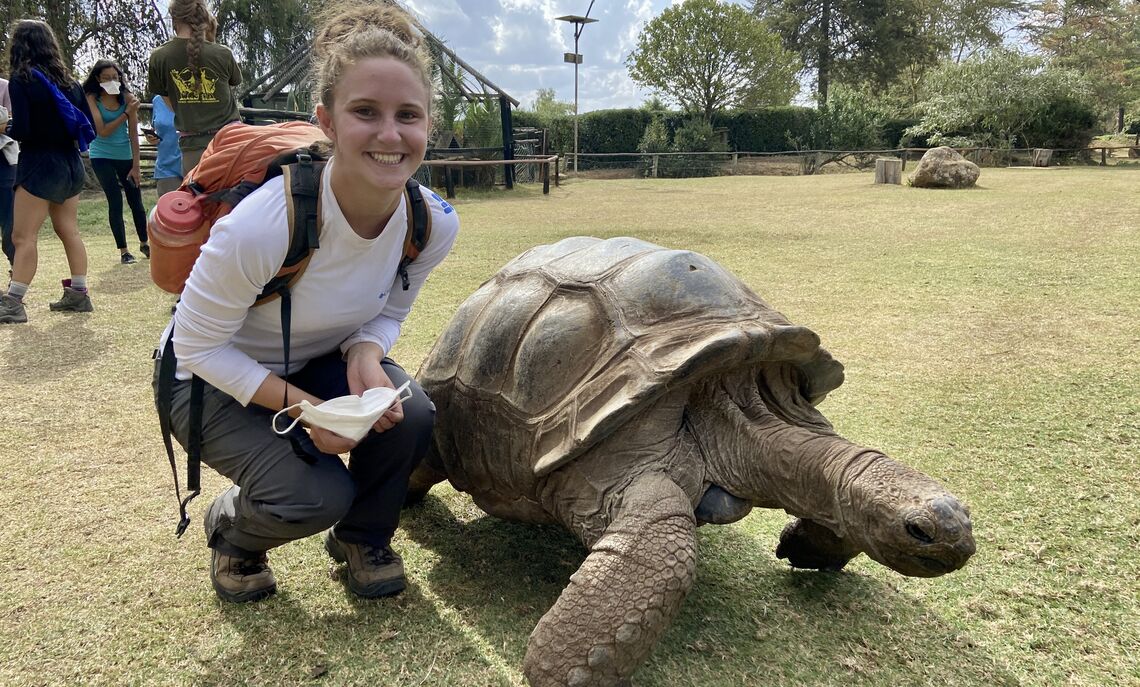 Fortier visiting a nature preserve in Africa.