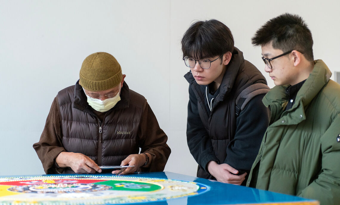 Sand mandala with Buddhist monk Losang Samten, February 2023