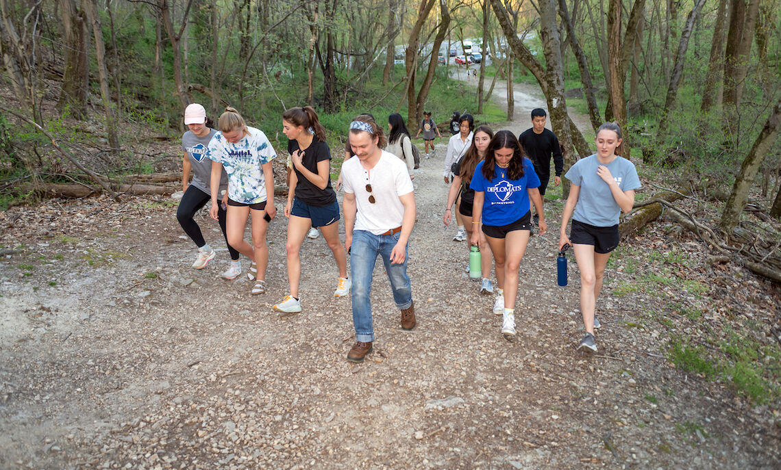 Students enjoy a hike to Chickies Rock organized by the Center for the Sustainable Environment.