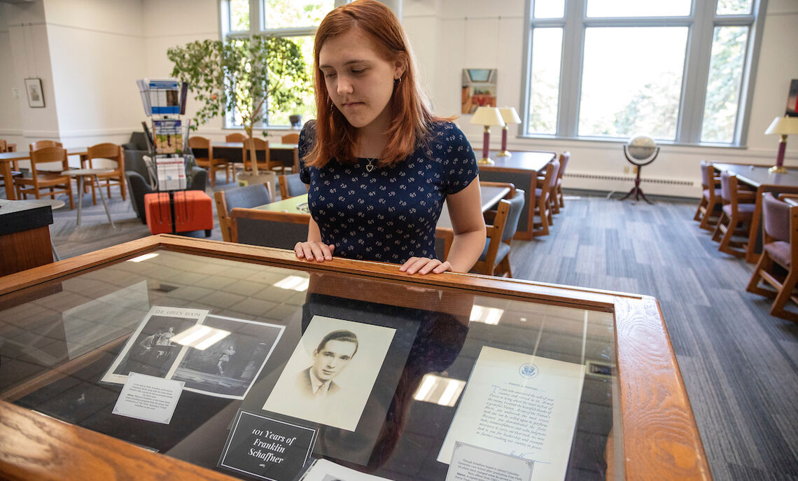 For a summer internship in F&M College Librarys Archives & Special Collections, Abby Dotterer helped prepare an exhibit about film director and alum Franklin Schaffner 42. The displays are in conjunction with celebrations of the director this fall by Lancasters McCaskey High School.