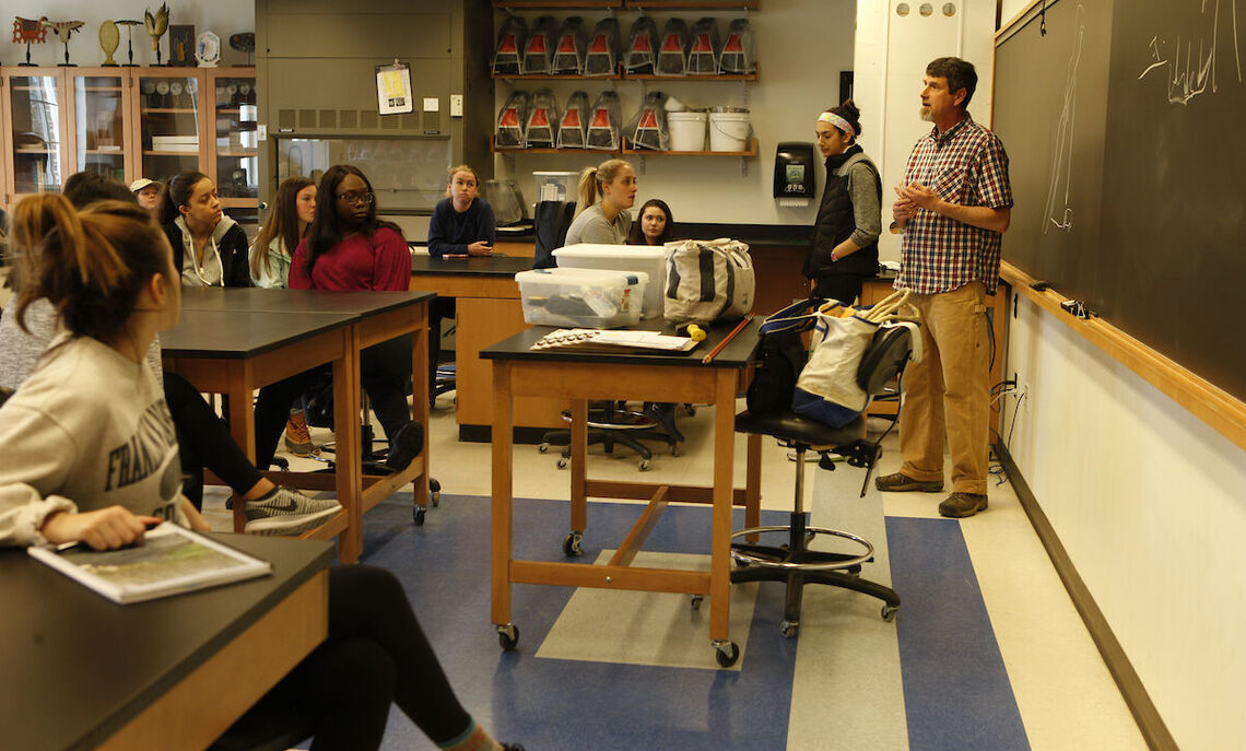 Students in a spring 2018 class led by Daniel Ardia, professor of biology and the program chair of international studies.