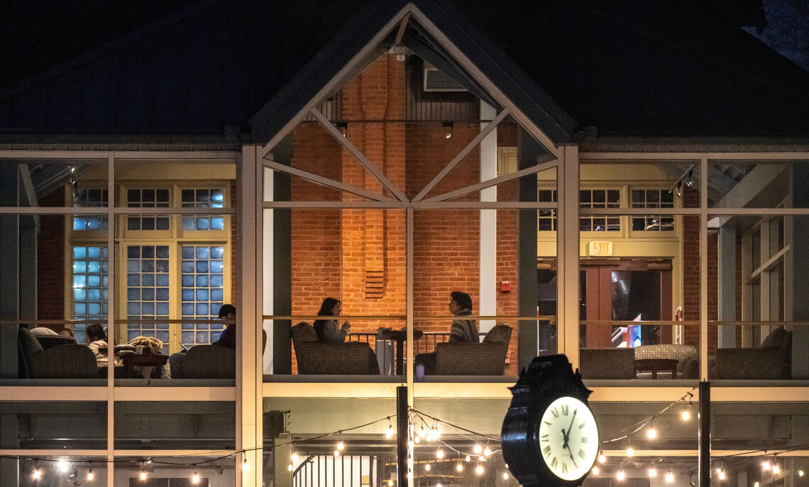 Blue Line Cafe in F&M's historic Distler House is a popular spot for conversation and coffee.