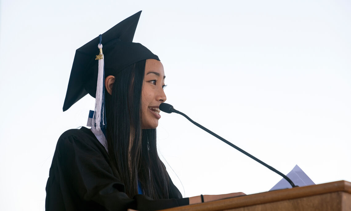 Henry S. Williamson Medalist Leilani Ly addresses the Class of 2021.