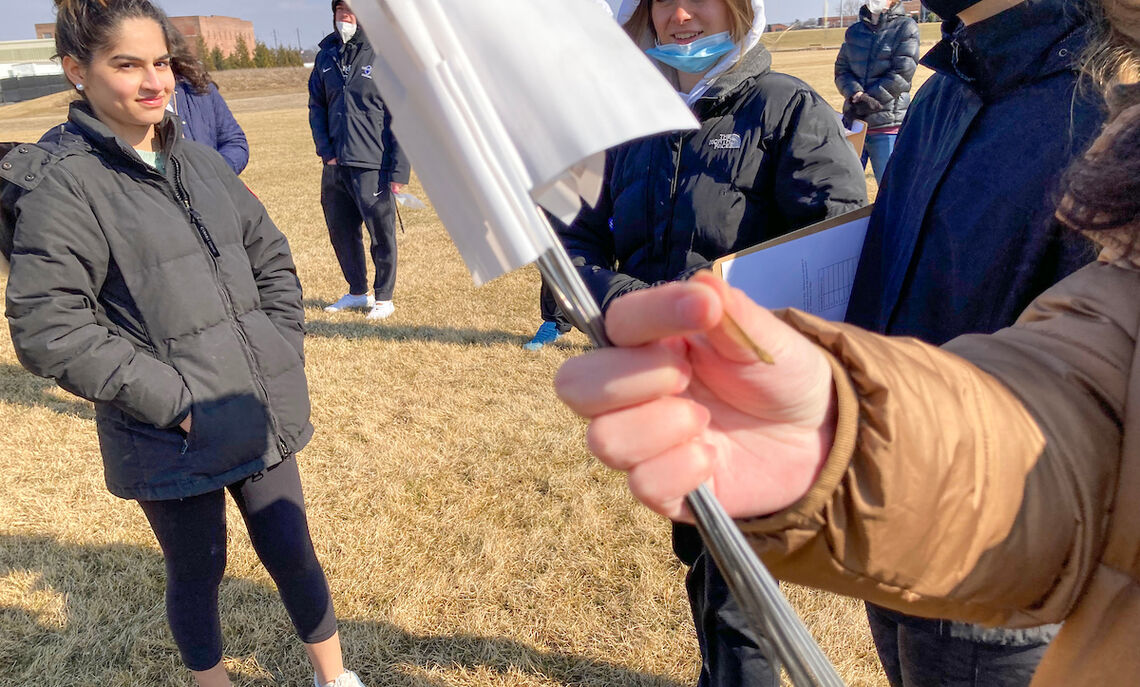 Some of the flags the students use for markers.